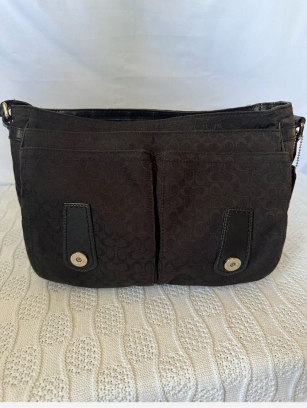 Coach Unisex Jacquard & Leather Medium Messenger Crossbody - Picture 7 of 10